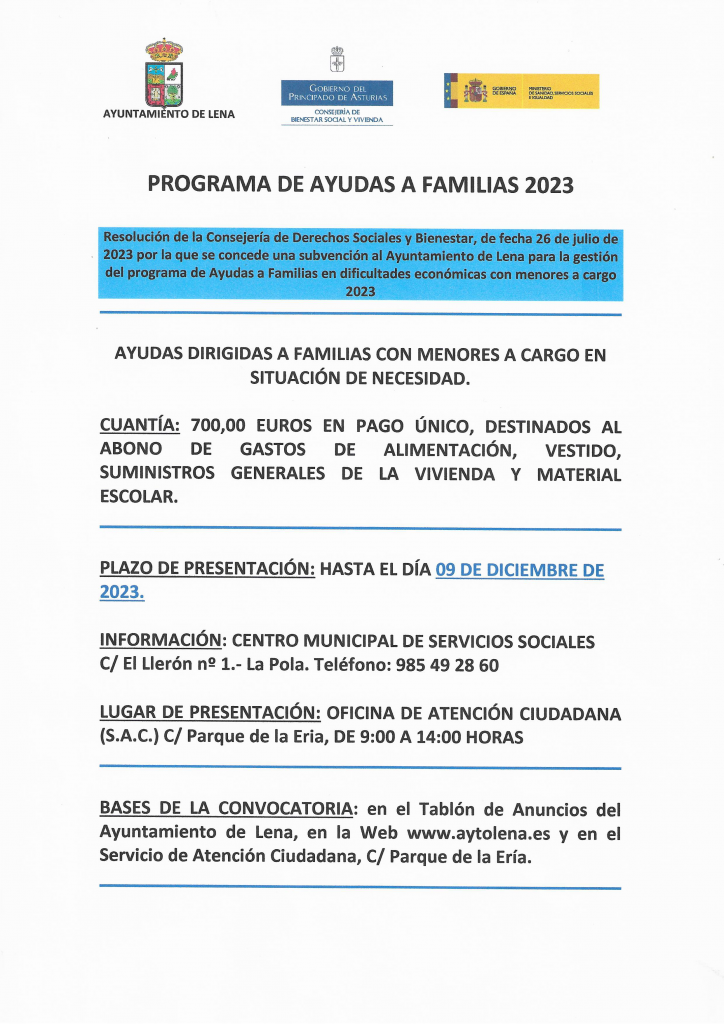 Convocadas las ayudas a familias en dificultades económicas con menores ...